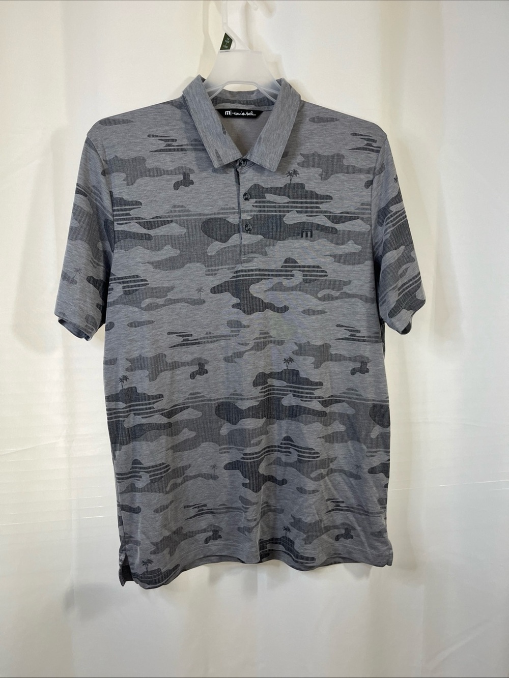 TravisMathew Shirt Men’s Gray Camouflage Golf Short Sleeve Performance Polo XL